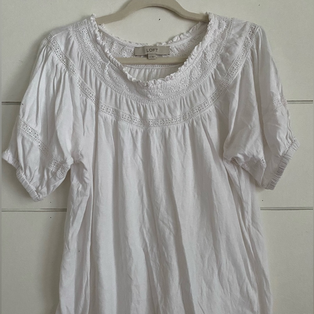 LOFT Ivory Eyelet Blouse